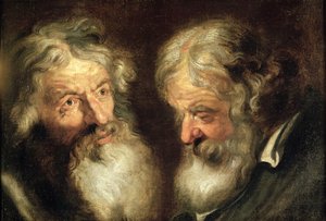 Heads of Two Old Men av Jacob Jordaens