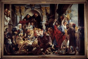 Jesus jagar köpmän från templet Målning av Jacob Jordaens (1593-1678) 1600-talets sön. 2,88 x 4,36 m. . av Jacob Jordaens