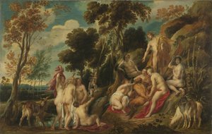 Marsyas illa behandlad av muserna, 1630-1640 av Jacob Jordaens