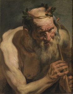 Gammal Satyr som håller en flöjt, ca 1620 av Jacob Jordaens