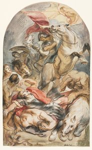 Sauls omvändelse med ryttare och fana av Jacob Jordaens