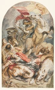 Sauls omvändelse med ryttare och fana, ca. 1645-1647. av Jacob Jordaens