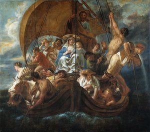 Den heliga familjen i en båt, 1652.