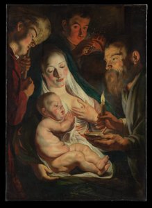 Den heliga familjen med herdar av Jacob Jordaens