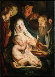 Den heliga familjen med herdar, 1616 av Jacob Jordaens