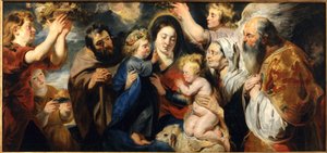 Den heliga familjen med den unge Johannes Döparen och änglar, ca. 1616-1617. av Jacob Jordaens