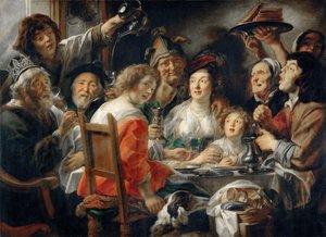 Kungen dricker, eller familjemåltid på trettondagsfesten av Jacob Jordaens