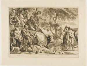 Mästaren drar kon ur diket i svansen av Jacob Jordaens