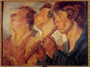 Tre resande musiker Målning av Jacob Jordaens (1593-1678) (ec.flam.) 1600-talets Madrid, Pradomuseet av Jacob Jordaens