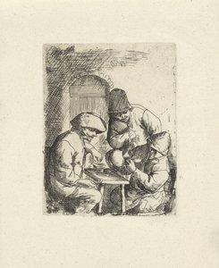 Tre män och en tom kanna Kopior efter Adriaan van Ostade (serietitel) av Jacob Laurensz. van der Vinne