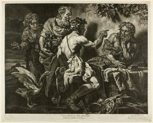 Jupiter och Merkurius med Philemon och Baucis av Jacob Mannl