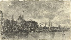 Exteriören med Schreierstoren i Amsterdam av Jacob Maris