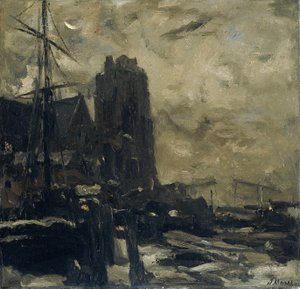 Dordrecht på natten av Jacob Maris