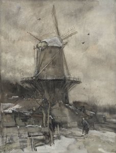 En väderkvarn på vintern av Jacob Maris