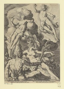 De fyra elementen Mytologiska och allegoriska representationer (serietitel) av Jacob Matham (attributed to)