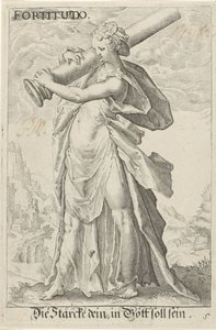 Kracht (styrka) Styrka (titel på objekt) av Jacob Matham (attributed to)