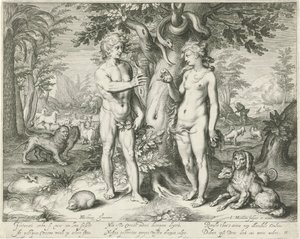 Adam och Eva i paradiset av Jacob Matham