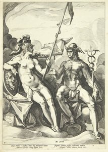 Alliansen mellan Athena och Merkurius (Hermathena) av Jacob Matham