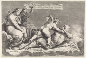 Love overmeestert Pan (Kärleken övervinner allt) av Jacob Matham