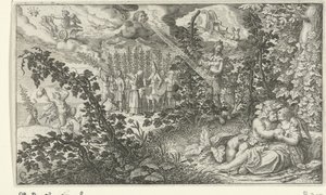 Bacchus och Ariadne som älskare av Jacob Matham