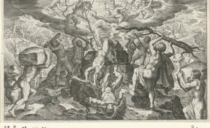 Bacchus hjälper till att besegra titanerna av Jacob Matham