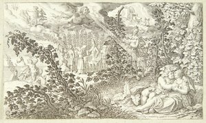 Bacchus och Ariadne av Jacob Matham