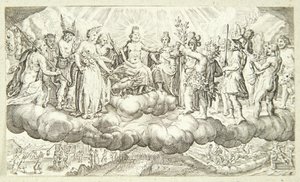 Bacchus ger Jupitervin av Jacob Matham