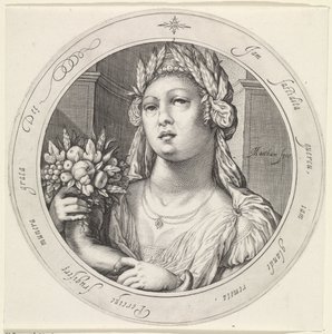 Ceres mötte ymnighetshorn Venus, Bacchus en Ceres (serietitel) av Jacob Matham