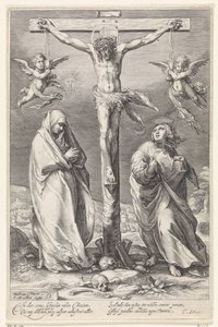 Kristus på korset, med Johannes och Maria av Jacob Matham