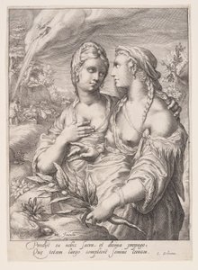 Lea och Rachel, från Patriarkernas fruar av Jacob Matham