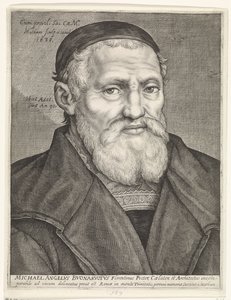 Porträtt av Michelangelo av Jacob Matham