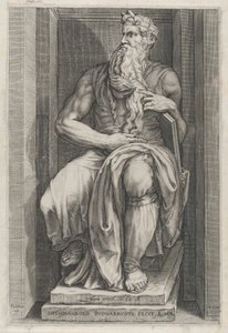 Spegel av romersk storhet: Moses efter skulpturen av Michelangelo, 1500-talet..., 1500-talet. av Jacob Matham