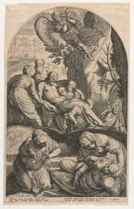 Kristi lärjungar bär hans kropp till graven, 1594. av Jacob Matham