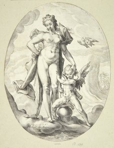 Venus och Amor av Jacob Matham