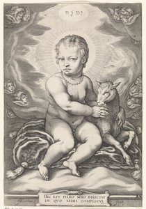 Sittande Kristusbarn med lamm av Jacob Matham