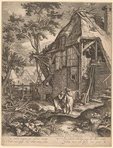 Abraham kastar ut Hagar av Jacob Matham, after Abraham Bloemaert