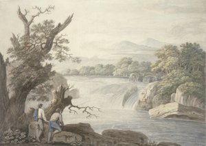 Falls near Terni (wc, penna och bläck över grafit på lagt papper)