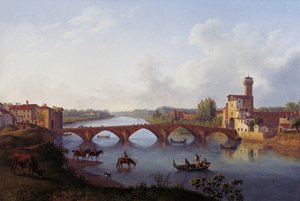 Ponte a Mare i Pisa av Jacob Philipp Hackert