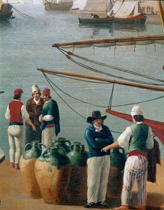 Fiskare och olivoljahandlare i Neapel, Italien (fiskare, olivoljahandlare i Neapels hamn) Målning av Jacob Philipp Hackert dit Hackert d