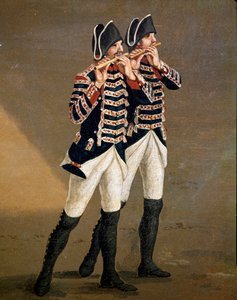Musiker från Bourbonorkestern (flöjtspelare i borbonorkestern) Detalj - Målning av Jacob Philipp Hackert dit Hackert d