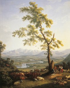 Vår, utsikt över Volturno och Matese (olja på duk) av Jacob Philippe Hackert