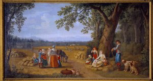 Skörden vid Carditello nära Caserta Målning av Jacob Philipp Hackert dit Hackert d