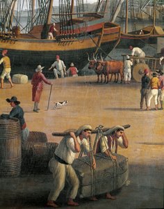Utsikt över Messinas hamn, arbetare(Målning av Jacob Philippe Hackert
