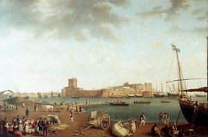 Utsikt över hamnen i Taranto (målning
