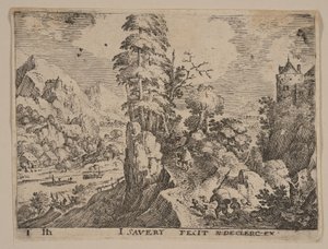 Stig med resenärer till höger om floden, från Landscapes