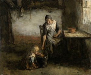 Kvinna som skalar potatis av Jacob Simon Hendrik Kever