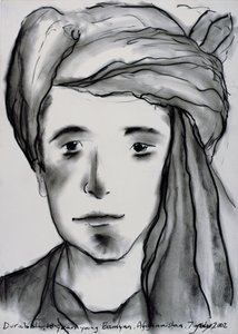 Durabali, 18 år ung, Bamyan, Afghanistan, 2002 (kol på papper)