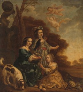 Porträtt av Geertruyt, Margriet och Anna Delff, konstnärens döttrar (Porträtt av tre små flickor i ett landskap) av Jacob Willemsz. Delff (II)