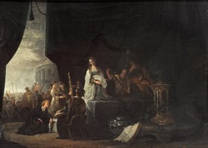 Offret av Jeftas dotter (olja på panel) av Jacob Willemsz de (c.1630 after 1675) Wet
