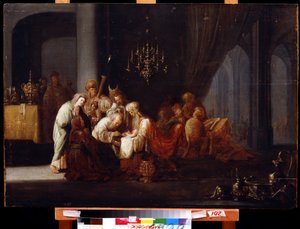 Omskärelse (The Circumcision). Målning av Jacob Willemsz de Wet, den äldre (cirka 1630-efter 1675). Olja på trä, 91 x 64 cm. Holländsk konst, barockstil. Far Eastern Museum, Khabarovsk. av Jacob Willemsz de (c.1630 after 1675) Wet